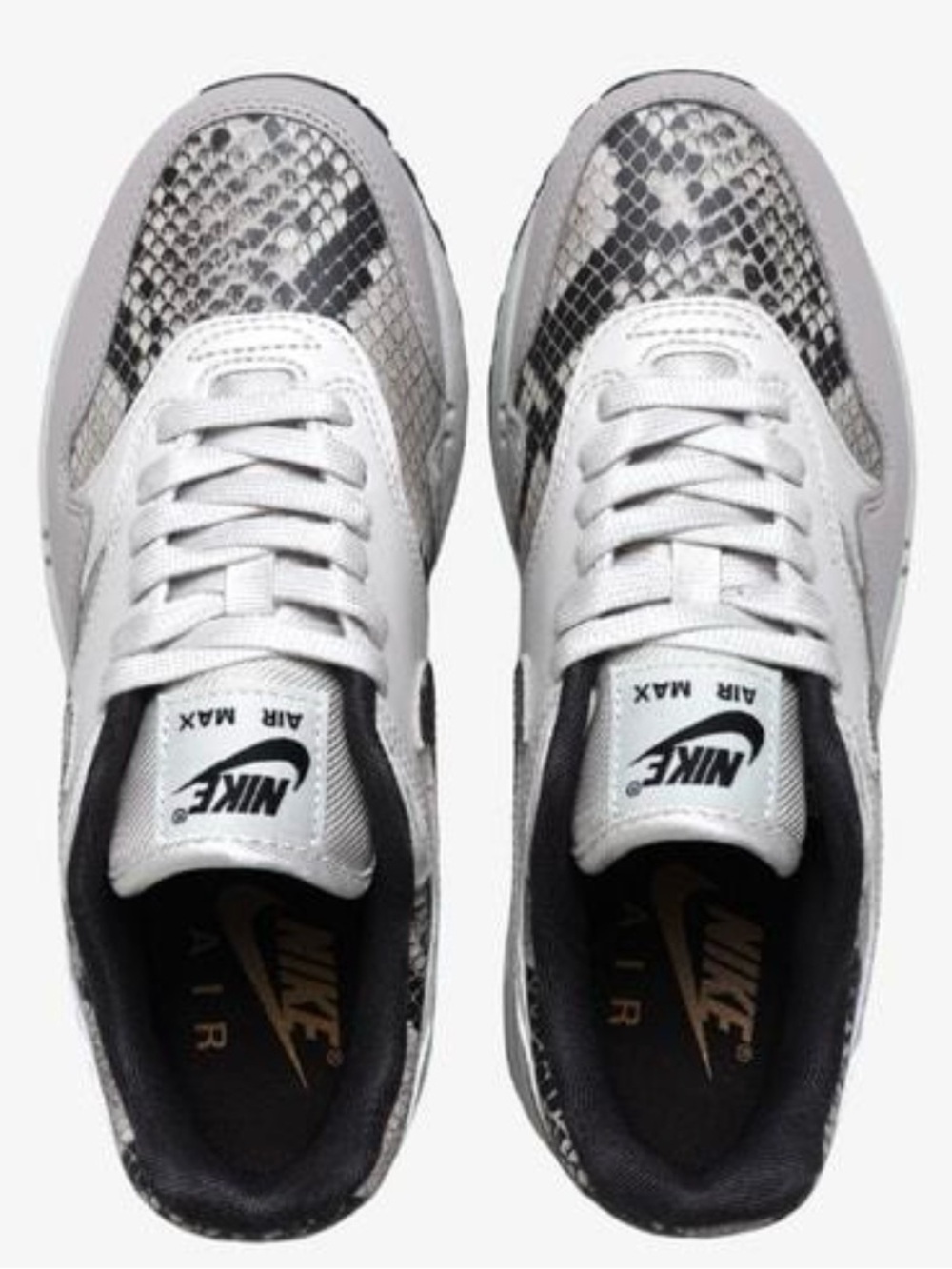 Nike Air Max Sneakers - White and Gray Snake-Print